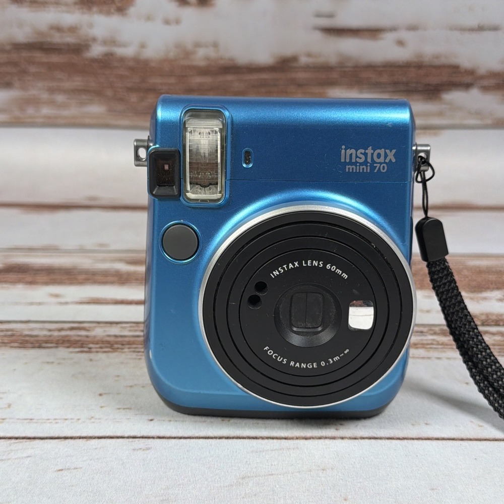 Fujifilm Instax Mini 70 Instant Camera Island Blue Selfie Mode Tested Works